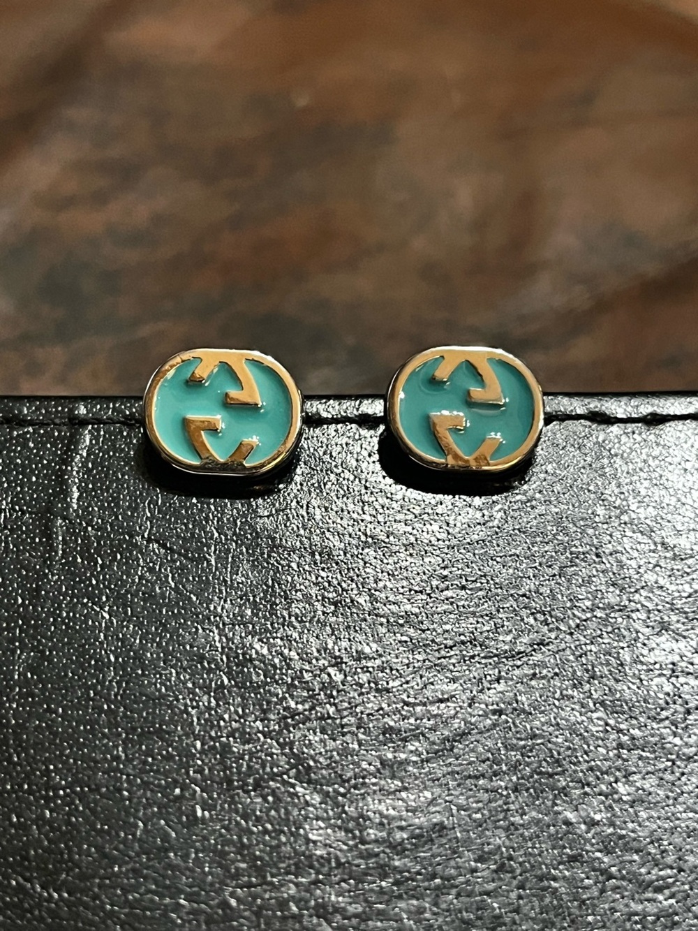Gucci. Silver Tone Turquoise Small Stud Earrings